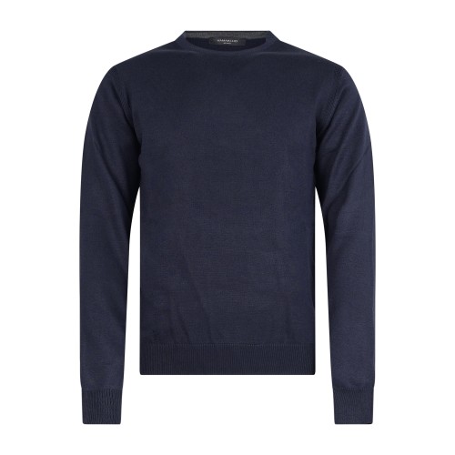 Hamaki-Ho - Maglione blu girocollo con ricamo logo sullo sfondo per uomo |