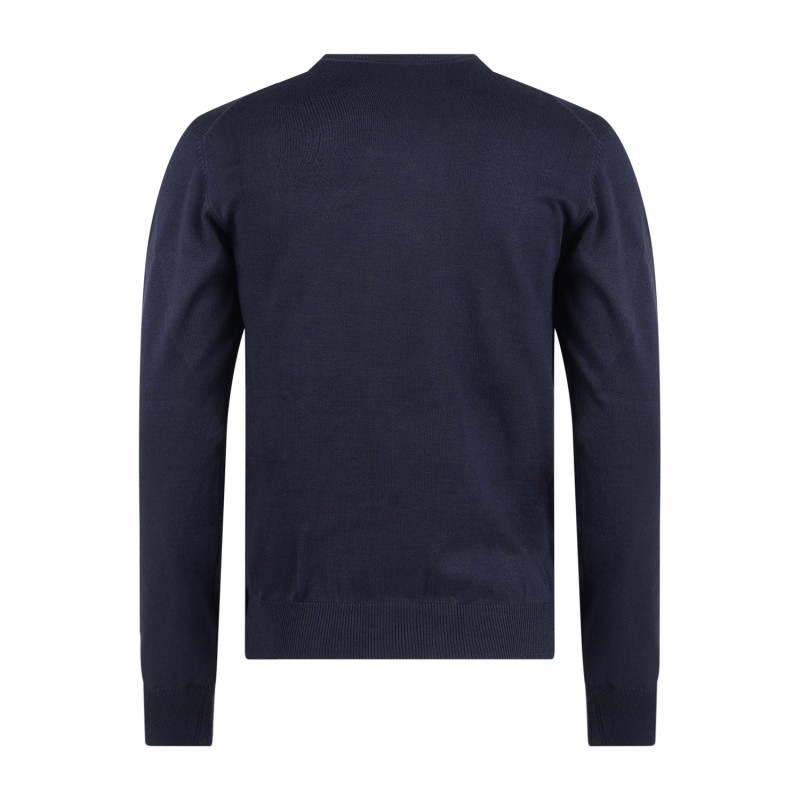 Hamaki-Ho - Maglione blu girocollo con ricamo logo sullo sfondo per uomo |