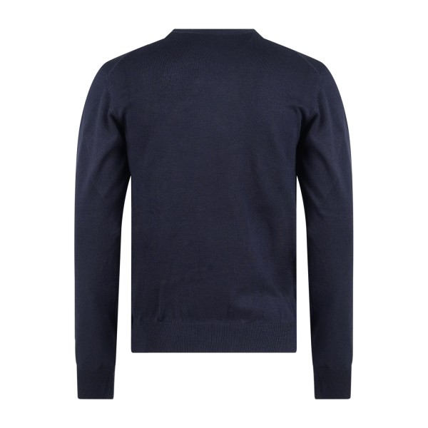 Hamaki-Ho - Maglione blu girocollo con ricamo logo sullo sfondo per uomo |