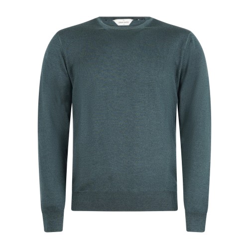 Gran Sasso - Maglione girocollo verde in lana vergine tinto freddo per uomo |