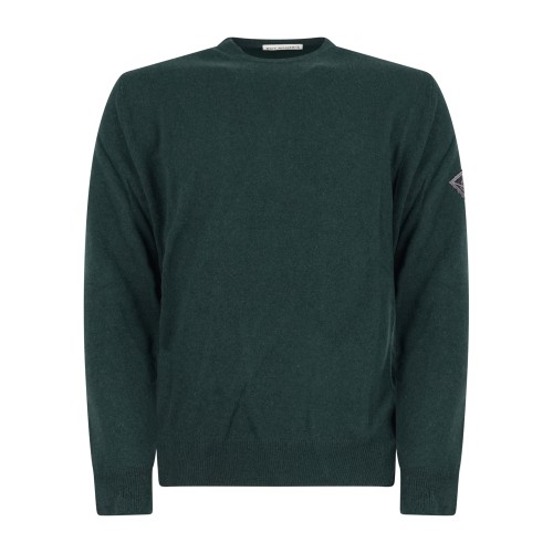 Roy Roger's - Maglione girocollo verde in lana e cashmere per uomo |