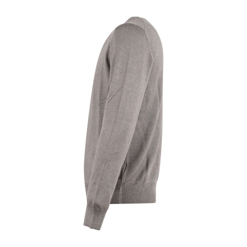 Gran Sasso - Maglione girocollo marrone in lana vergine tinto freddo per uomo | 2