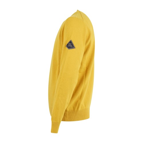 Roy Roger's - Maglione girocollo giallo in lana e cashmere per uomo | 2