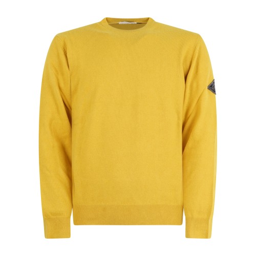 Roy Roger's - Maglione girocollo giallo in lana e cashmere per uomo |