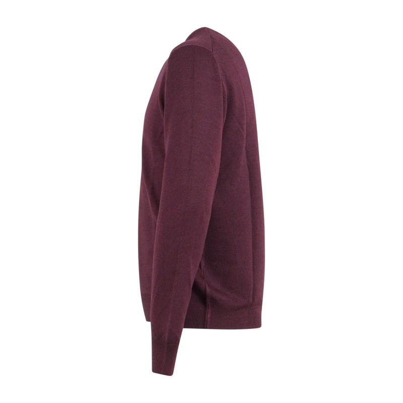 Gran Sasso - Maglione girocollo Bordeaux in lana vergine tinto freddo per uomo