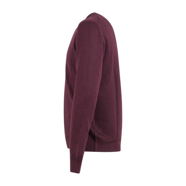 Gran Sasso - Maglione girocollo Bordeaux in lana vergine tinto freddo per uomo