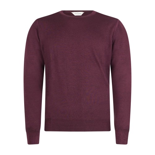 Gran Sasso - Maglione girocollo Bordeaux in lana vergine tinto freddo per uomo