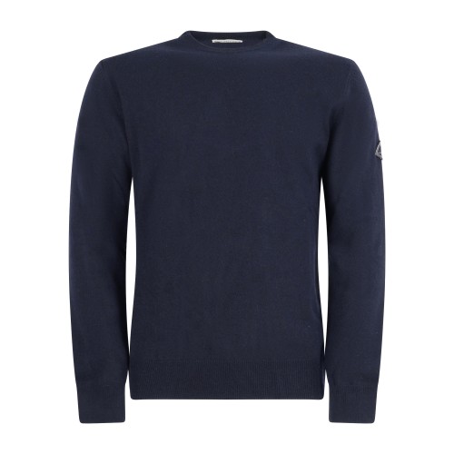 Roy Roger's - Maglione girocollo blu in lana e cashmere per uomo |