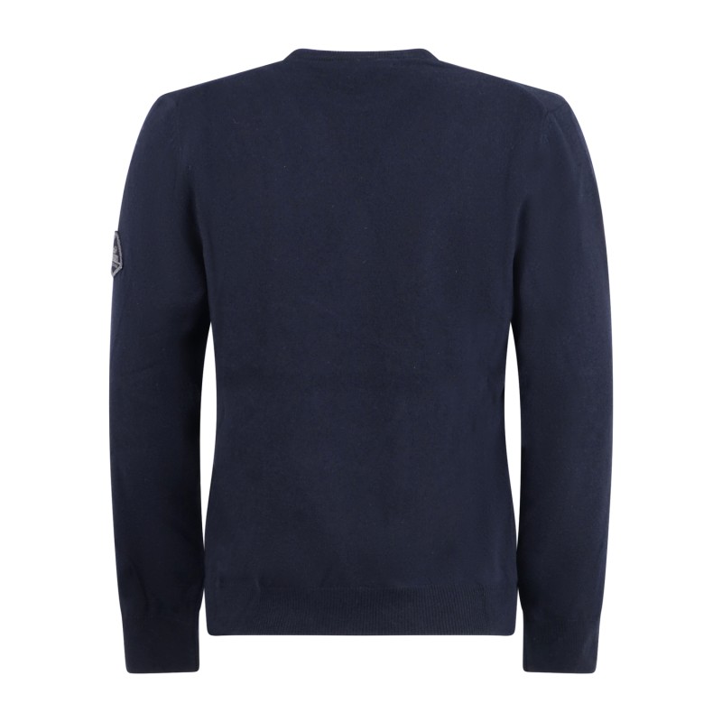 Roy Roger's - Maglione girocollo blu in lana e cashmere per uomo |