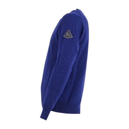 Roy Roger's - Maglione girocollo azzurro in lana e cashmere per uomo | 2