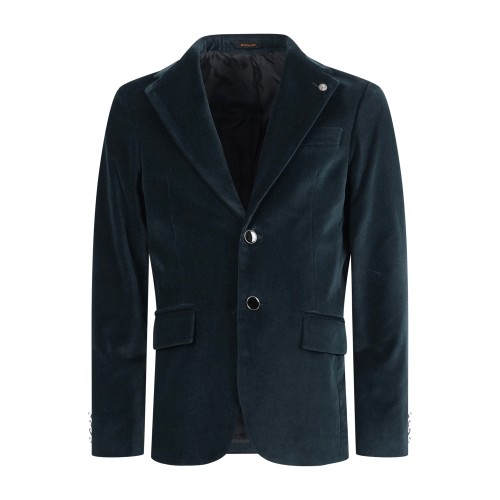 Officina36 - Giacca verde monopetto in velluto liscio per uomo | 01433a0103