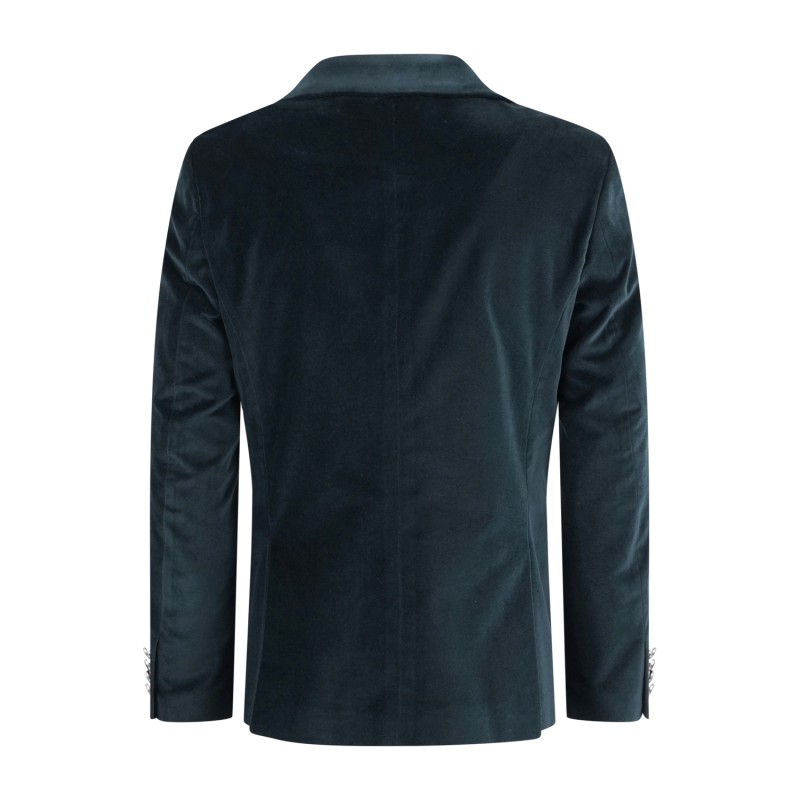 Officina36 - Giacca verde monopetto in velluto liscio per uomo | 01433a0103