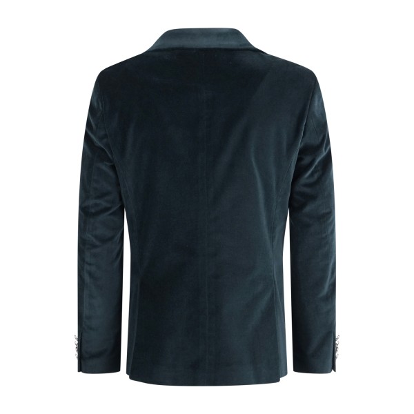 Officina36 - Giacca verde monopetto in velluto liscio per uomo | 01433a0103