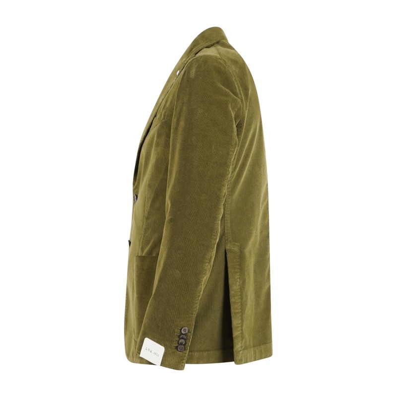 L.B.M. 1911 - Giacca verde monopetto in velluto a costine strette per uomo |