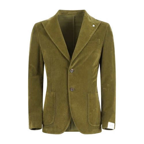 L.B.M. 1911 - Giacca verde monopetto in velluto a costine strette per uomo |