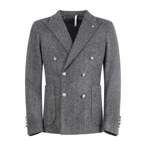 Alessandro Gilles - Giacca grigia doppiopetto tasca toppa destrutturata per