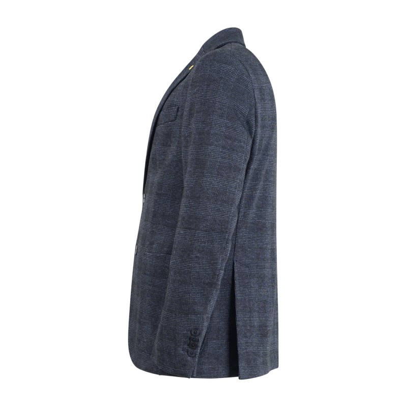Alessandro Gilles - Giacca blu monopetto jersey fantasia check per uomo | egic