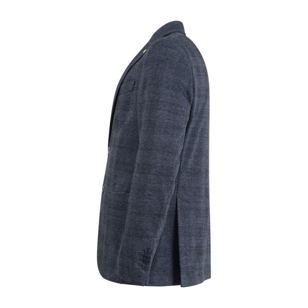 Alessandro Gilles - Giacca blu monopetto jersey fantasia check per uomo | egic