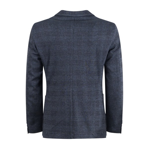 Alessandro Gilles - Giacca blu monopetto jersey fantasia check per uomo | egic