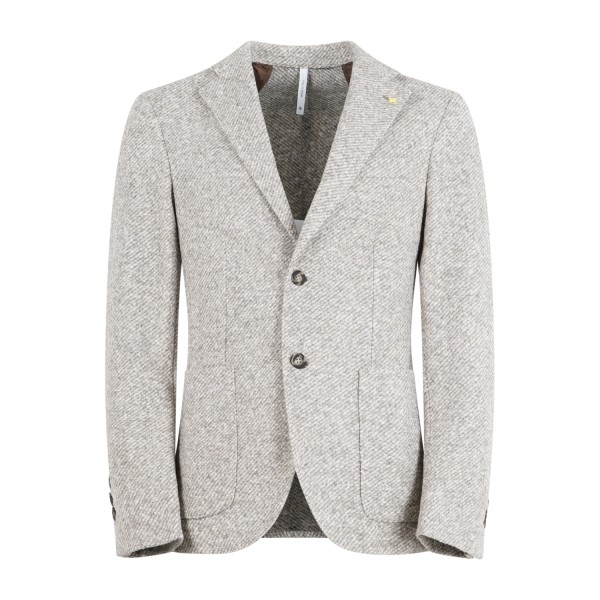 Alessandro Gilles - Giacca beige monopetto in jersey lana spigata per uomo |