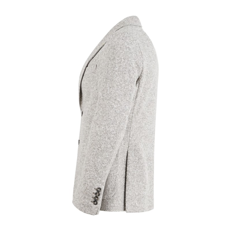 Alessandro Gilles - Giacca beige monopetto in jersey lana spigata per uomo |