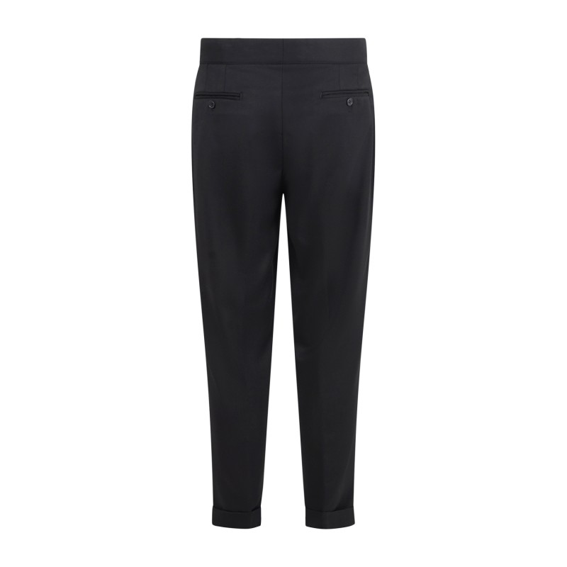 Marsem - Abito nero doppiopetto con collo coreano con pantalone vita alta per