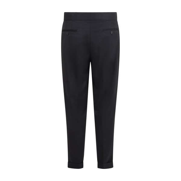 Marsem - Abito nero doppiopetto con collo coreano con pantalone vita alta per