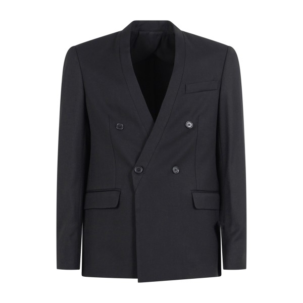 Marsem - Abito nero doppiopetto con collo coreano con pantalone vita alta per