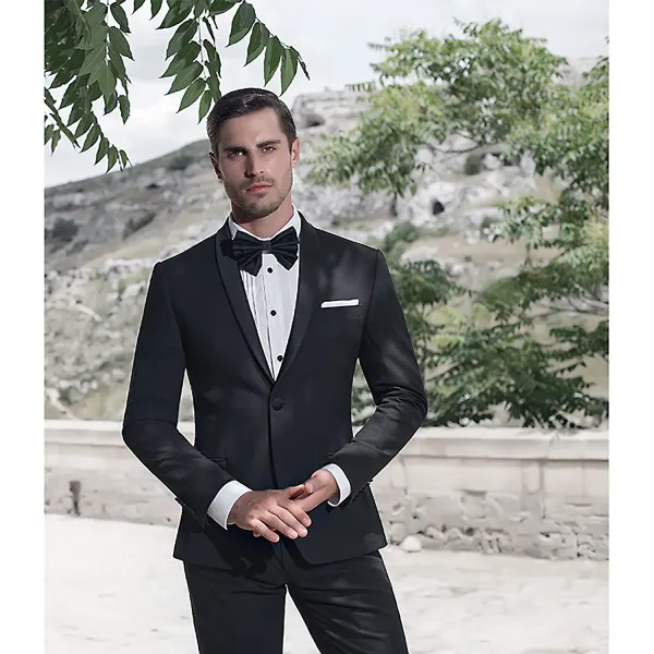 Angelo Toma - Abito smoking rever sciallato nero per uomo | 
