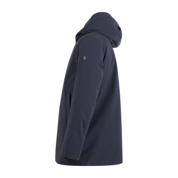 DUNO - Parka corto blu con doppio cappuccio in tessuto tecnico bi-stretch per