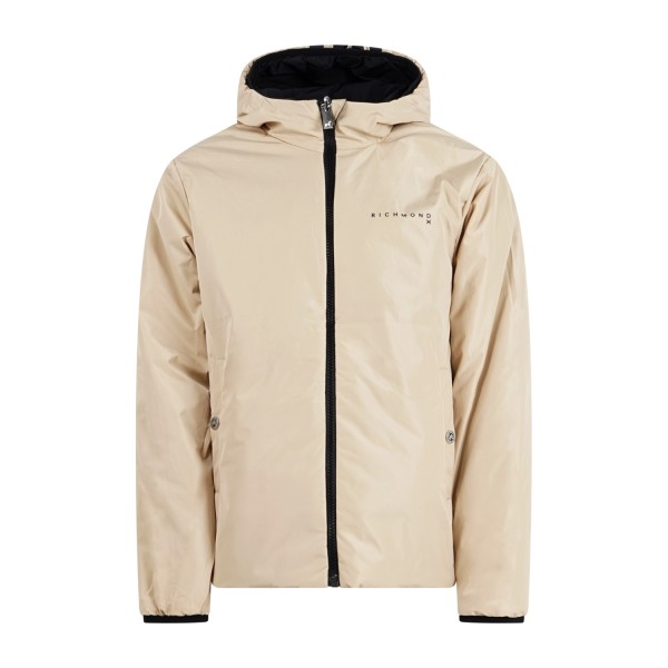 Richmond X - Giubbotto nero Samari reversibile con cappuccio e stampa logo per