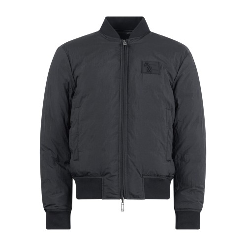 Armani Exchange - Giubbotto nero reversibile in ecopelle con patch logo per 2