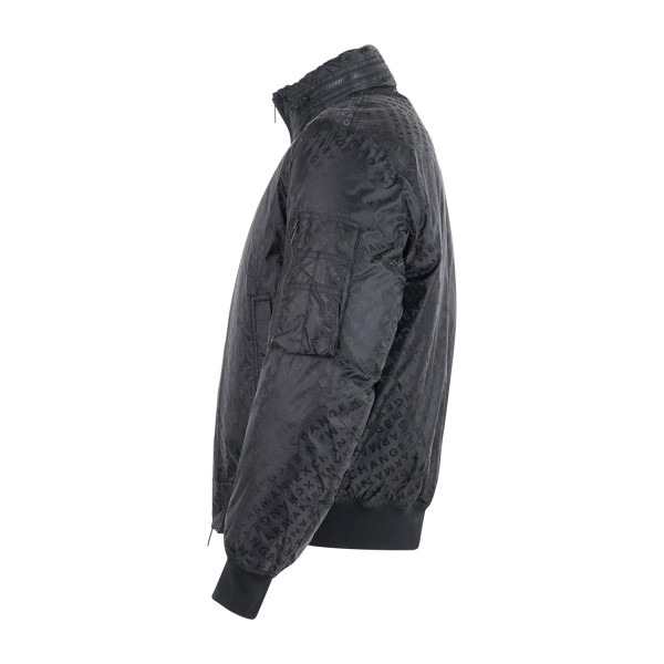 Armani Exchange - Giubbotto nero lavorazione jacquard all-over e cappuccio