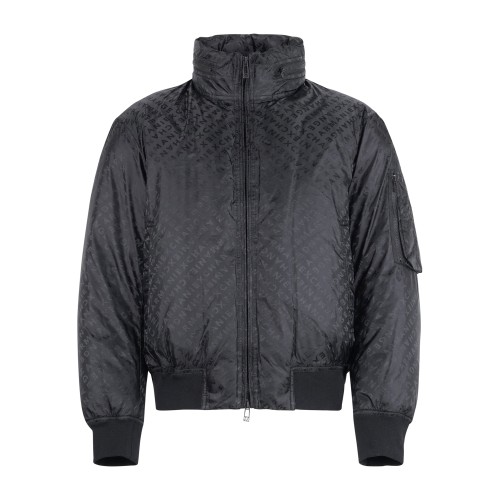 Armani Exchange - Giubbotto nero lavorazione jacquard all-over e cappuccio