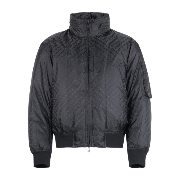 Armani Exchange - Giubbotto nero lavorazione jacquard all-over e cappuccio