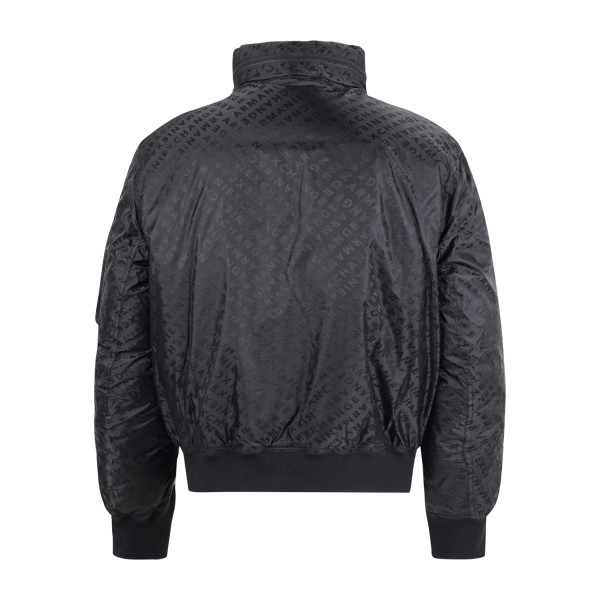 Armani Exchange - Giubbotto nero lavorazione jacquard all-over e cappuccio