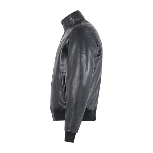 Roy Roger's - Giubbotto nero in pelle con patch logo per uomo | rru800cb94xxxx 2