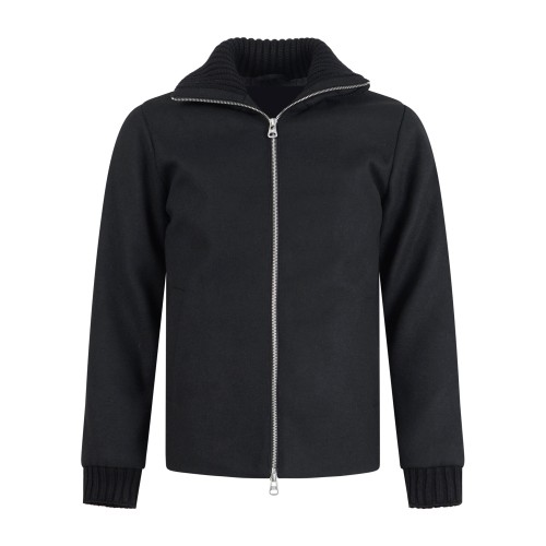 Daniele Alessandrini - Giubbotto nero in misto lana con collo in piedi per uomo