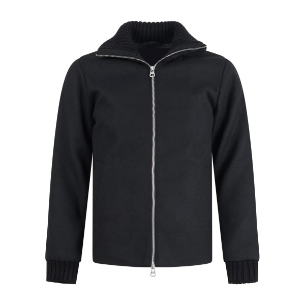 Daniele Alessandrini - Giubbotto nero in misto lana con collo in piedi per uomo