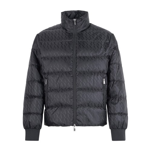 Armani Exchange - Giubbotto nero con lavorazione jacquard all-over con il logo