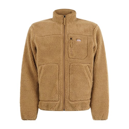 Dickies - Giubbotto marrone Mount hope fleece in pile con patch logo sul petto