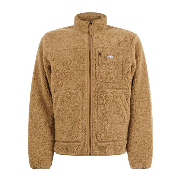 Dickies - Giubbotto marrone Mount hope fleece in pile con patch logo sul petto