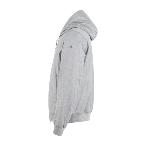 DUNO - Giubbotto grigio in lana tecnica con cappuccio per uomo | vigo bolzano 2