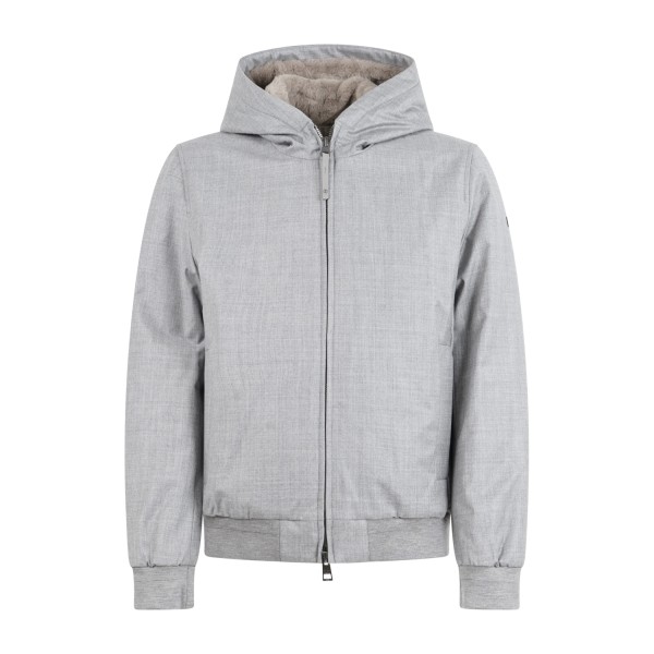 DUNO - Giubbotto grigio in lana tecnica con cappuccio per uomo | vigo bolzano