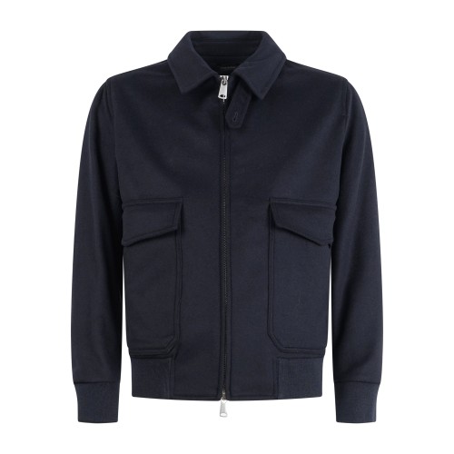 Havana & Co - Giubbotto blu in lana con due tasche sul fronte con patta per