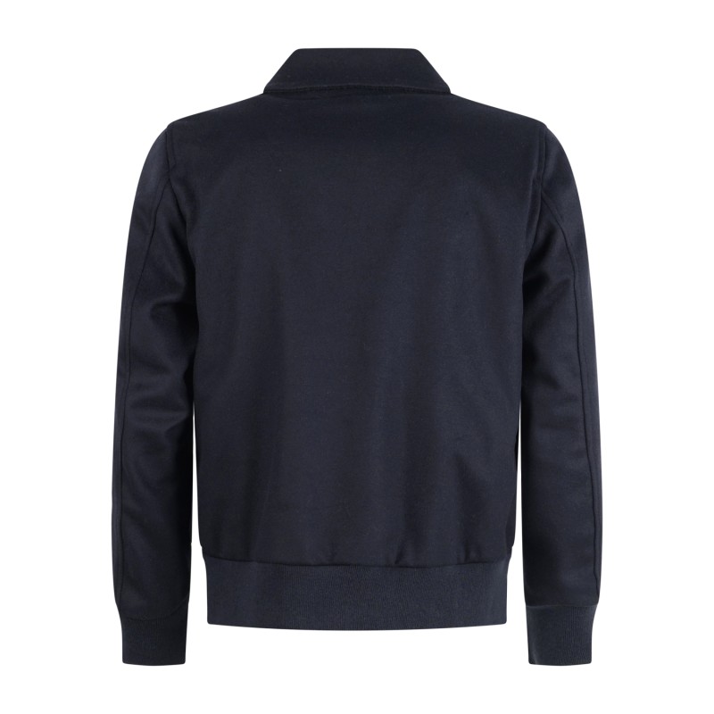 Havana & Co - Giubbotto blu in lana con due tasche sul fronte con patta per