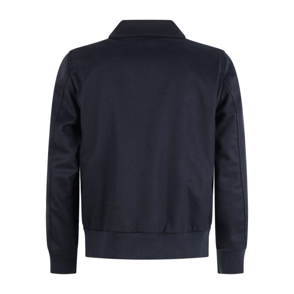 Havana & Co - Giubbotto blu in lana con due tasche sul fronte con patta per