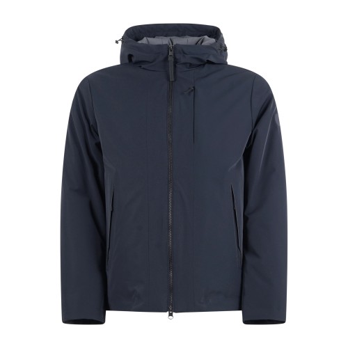 People of Shibuya - Giubbotto blu con cappuccio e patch logo gommato per uomo |