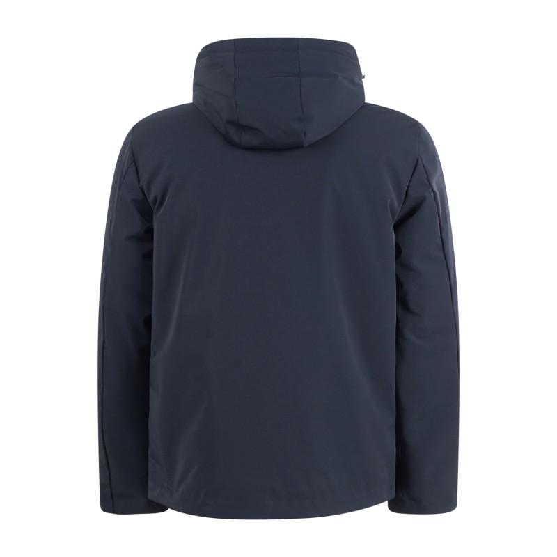 People of Shibuya - Giubbotto blu con cappuccio e patch logo gommato per uomo |