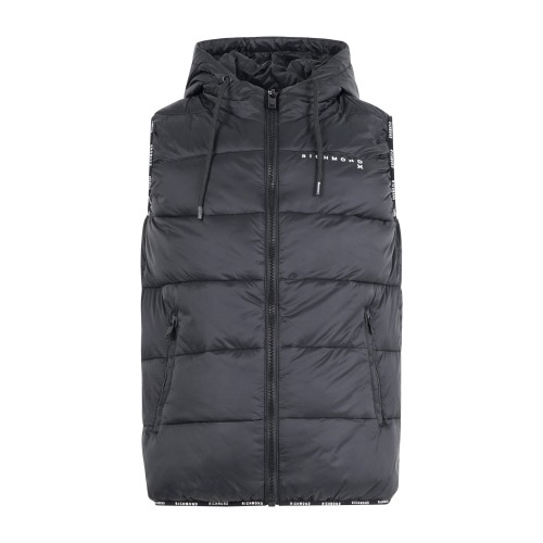 Richmond X - Gilet nero Berom con cappuccio e bordi logati per uomo |